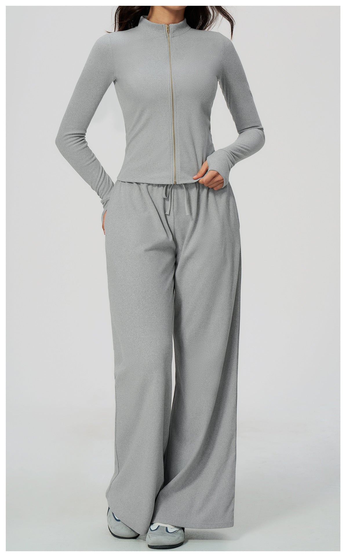 Women's Stand Collar Full Zip Yoga Jacket Thick Fleece Long Sleeve Fitness Sports Top Outdoor Running Training Jacket