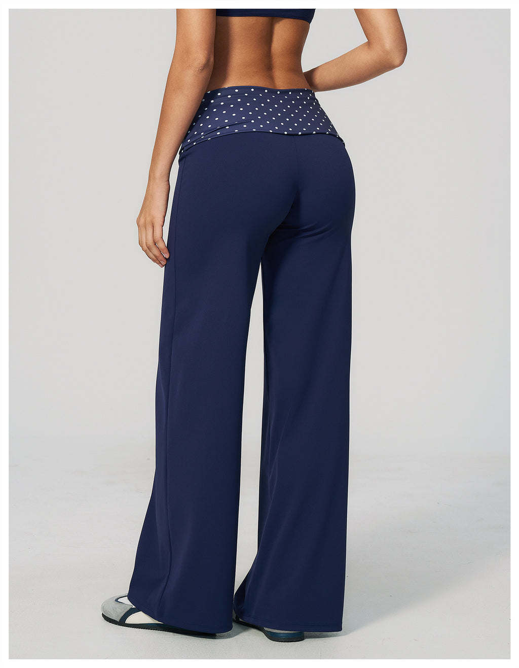 Women Fold Over Striped Waist Flare Yoga Pants High Waist Bootcut Workout Pants