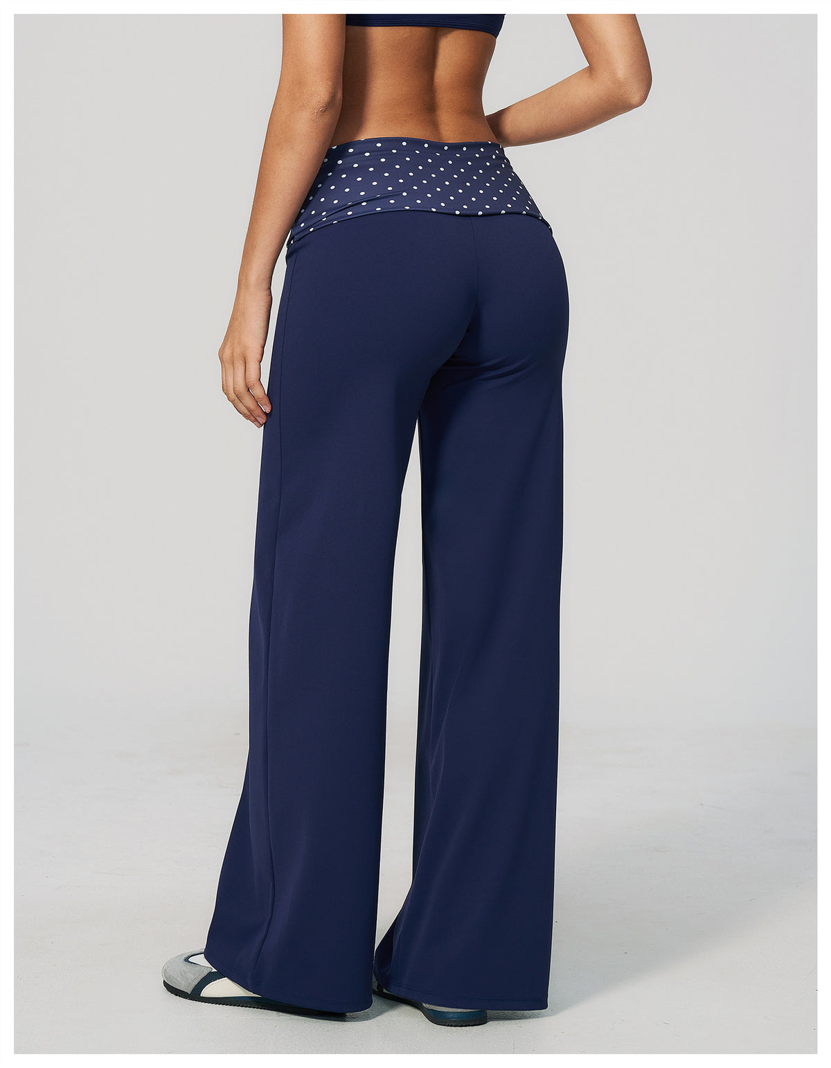 Women Fold Over Striped Waist Flare Yoga Pants High Waist Bootcut Workout Pants