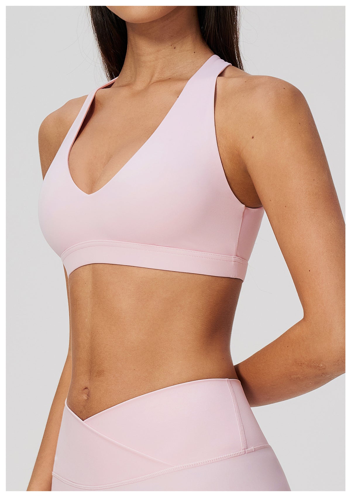 Women Deep V-Neck Keyhole Back Sports Bra