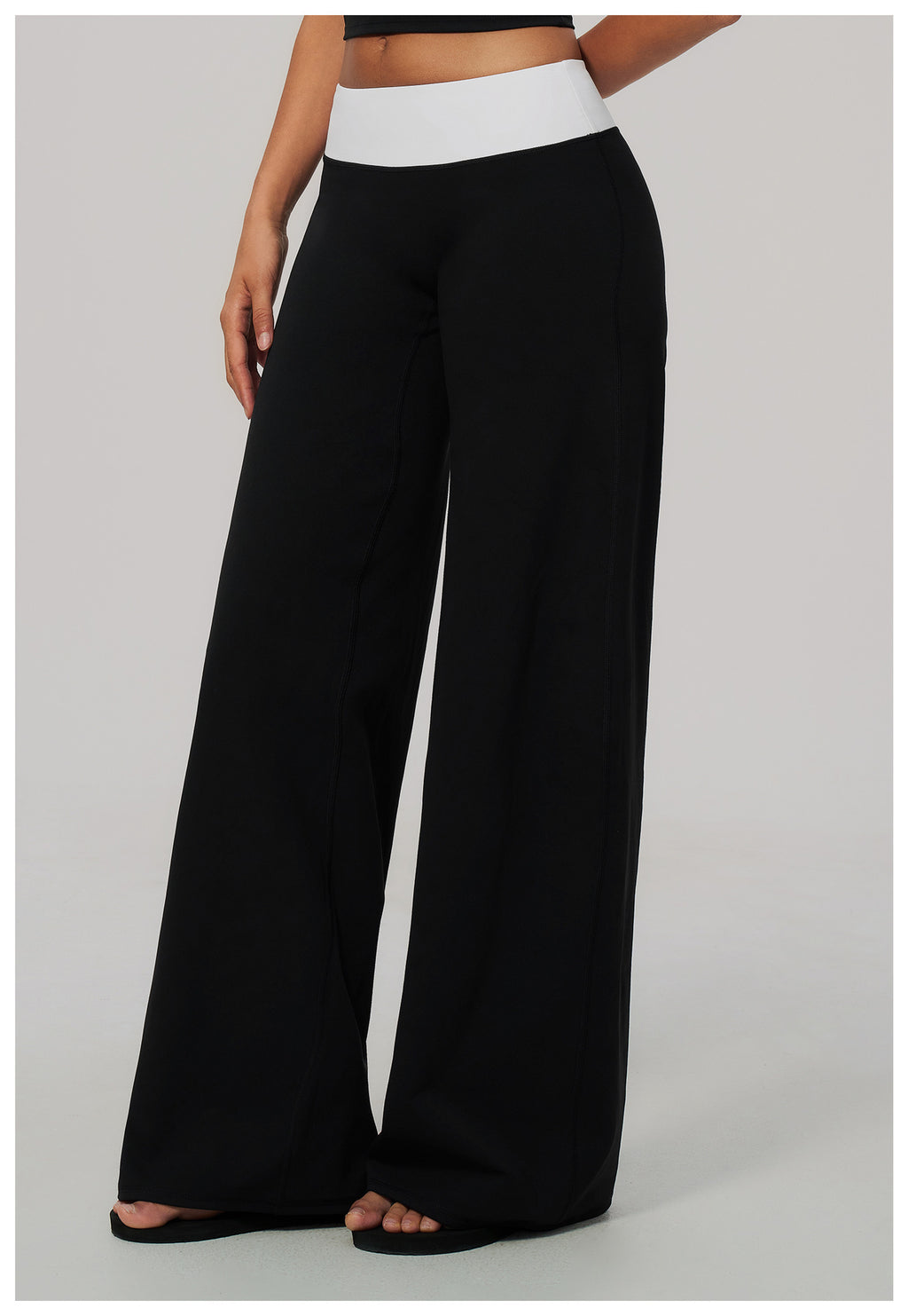 Women Color Block Brushed High Waist Wide Leg Yoga Pants