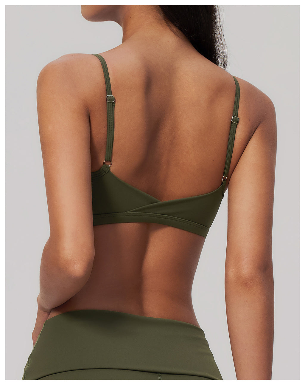 Women V Neck Twist Back Adjustable Spaghetti Straps Sports Bra