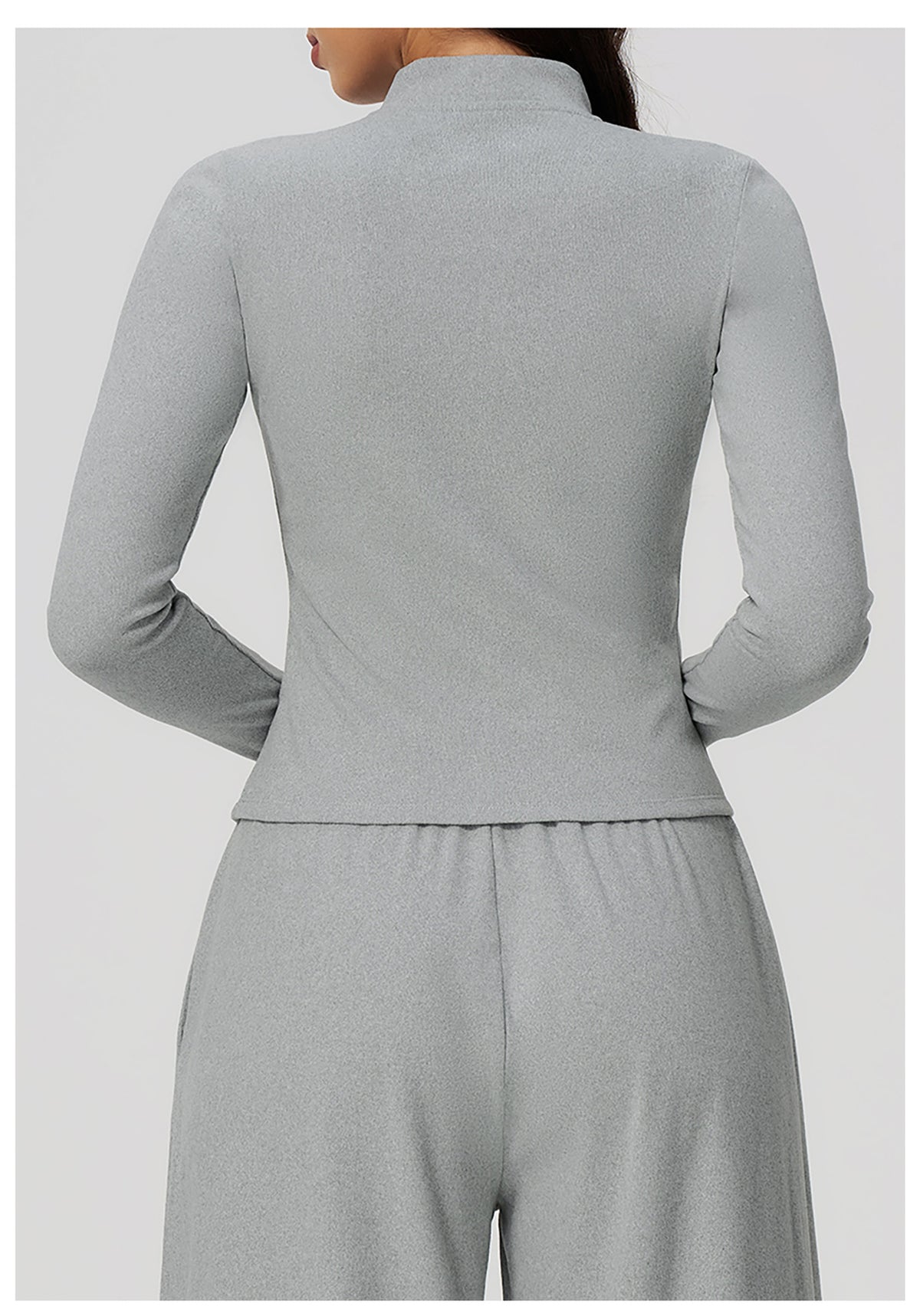 Women's Stand Collar Full Zip Yoga Jacket Thick Fleece Long Sleeve Fitness Sports Top Outdoor Running Training Jacket