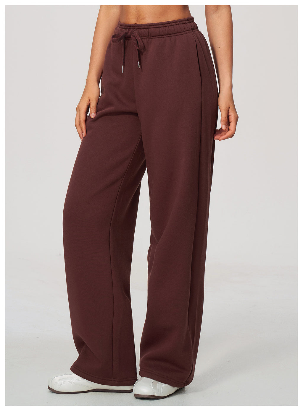 Women Fleece Lined Wide Leg Sweatpants Warm Casual Pants with Side Pockets for Autumn Winter