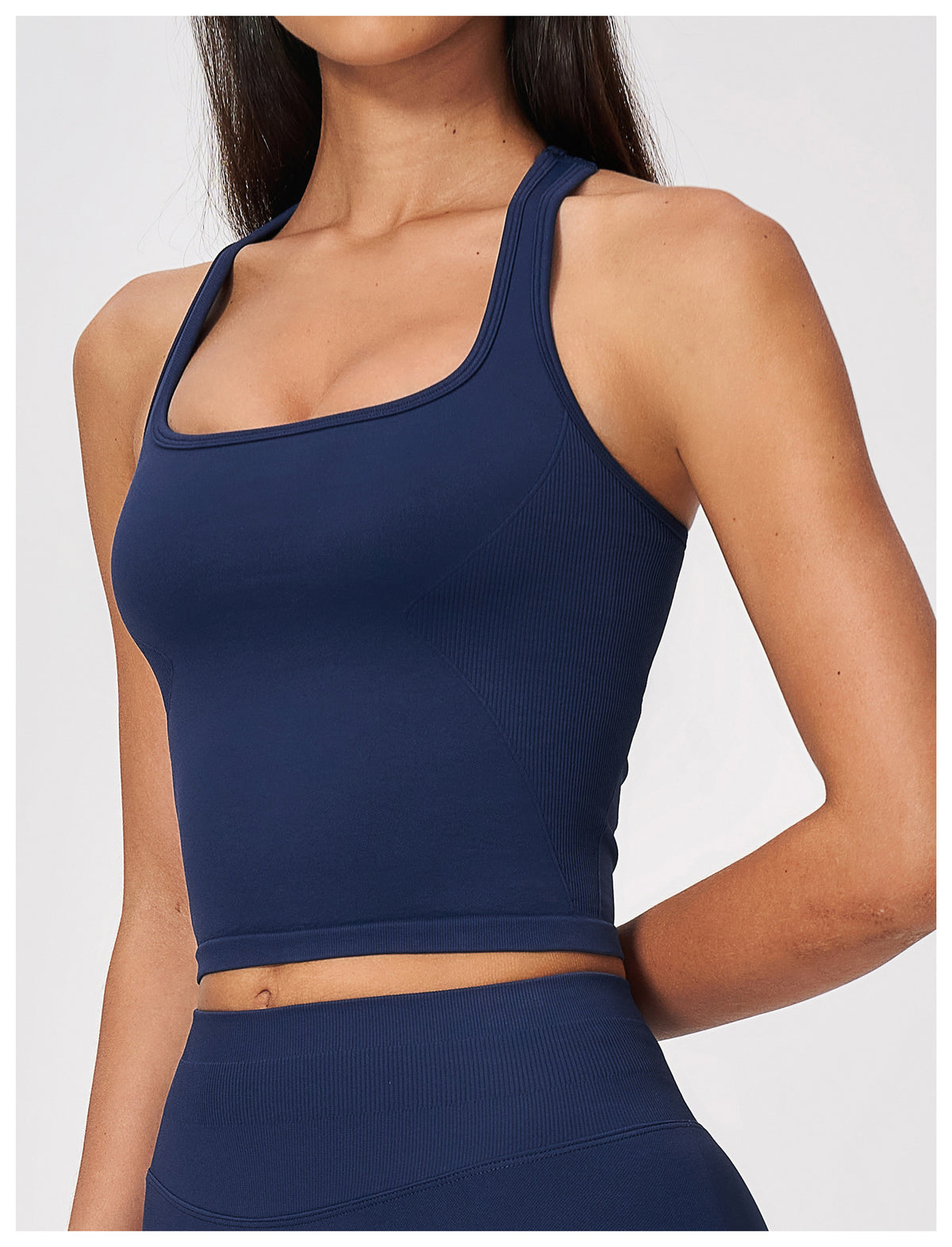 Women Seamless Halter Racerback Yoga Vest with Removable Pads