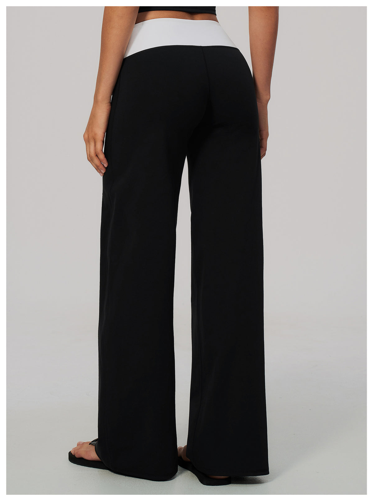 Women Color Block Brushed High Waist Wide Leg Yoga Pants