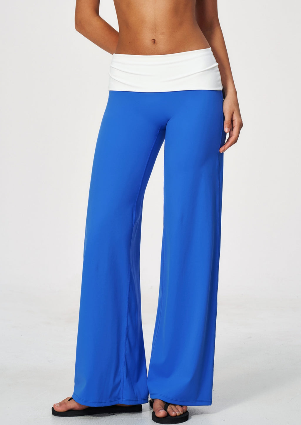 Women Brushed ColorBlock High Waisted Wide Leg Yoga Athletic Pants