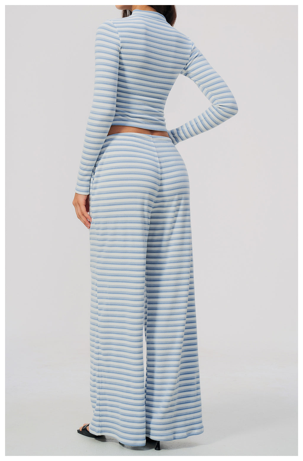 3 Piece Striped Yoga Set Long Sleeve Zip up Jacket Strapless Soft Tube Top Elastic Drawstring Waist Wide Leg Pants Workout Outfit Gym Running Sports Activewear Set