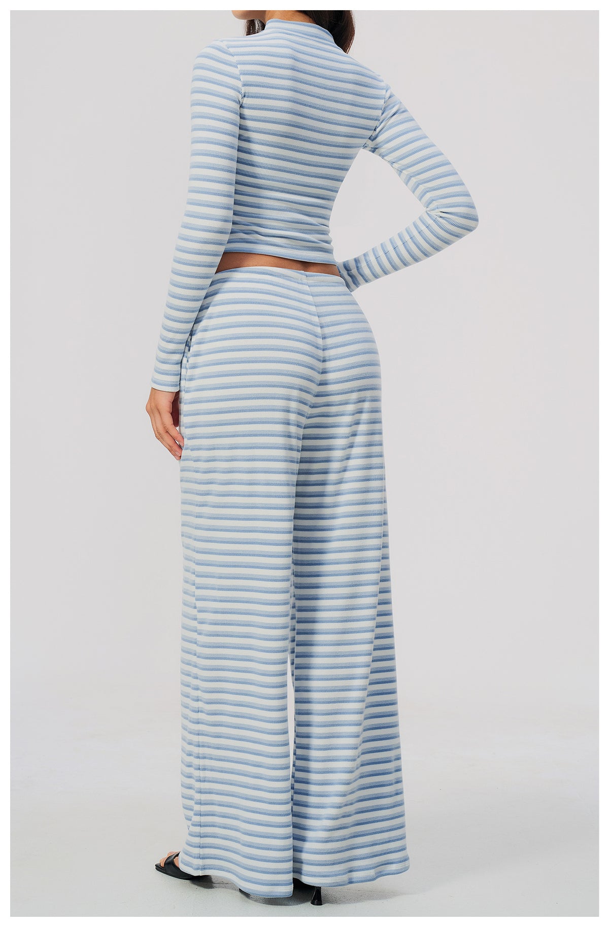 3 Piece Striped Yoga Set Long Sleeve Zip up Jacket Strapless Soft Tube Top Elastic Drawstring Waist Wide Leg Pants Workout Outfit Gym Running Sports Activewear Set