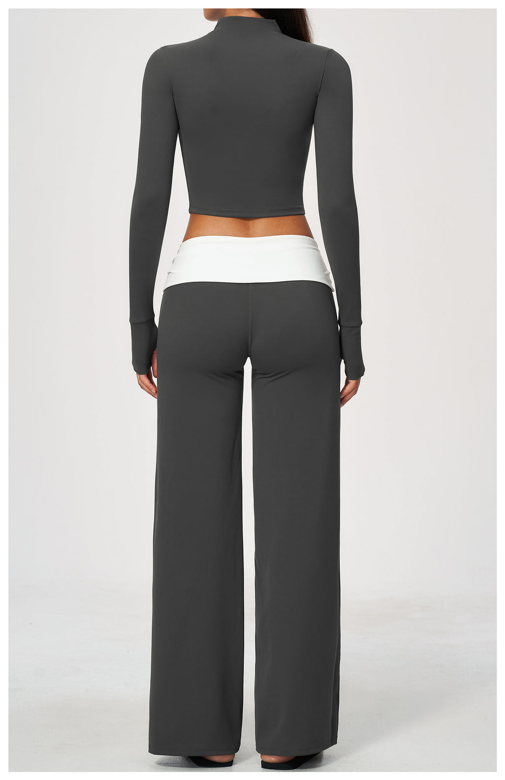 3 Piece Set Deep V-Neck Halter Thin Strap Backless Sports Bra and Stand Collar Full Zip Cropped Running Workout Jacket and High Waisted Wide Leg Yoga Athletic Pants