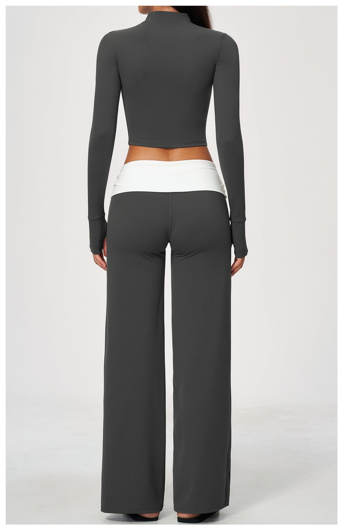 3 Piece Set Deep V-Neck Halter Thin Strap Backless Sports Bra and Stand Collar Full Zip Cropped Running Workout Jacket and High Waisted Wide Leg Yoga Athletic Pants