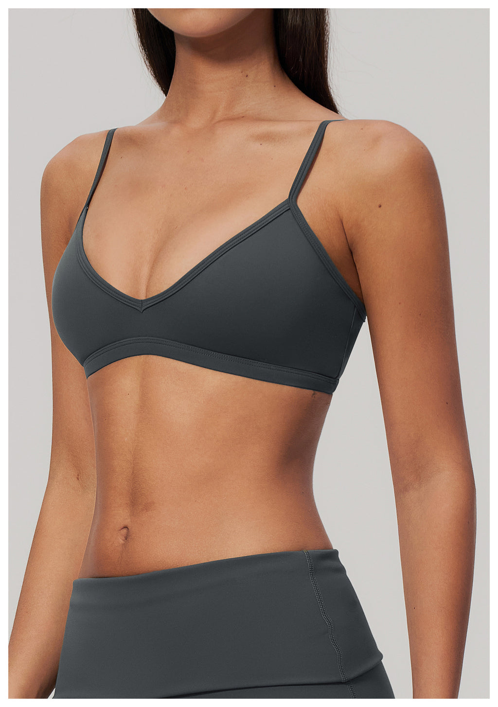 Women V Neck Twist Back Adjustable Spaghetti Straps Sports Bra