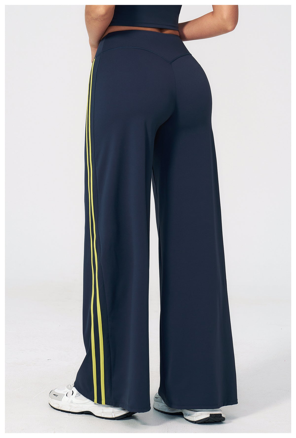 Women Contrast Side Stripe Fitness Gym Wide Leg Pants