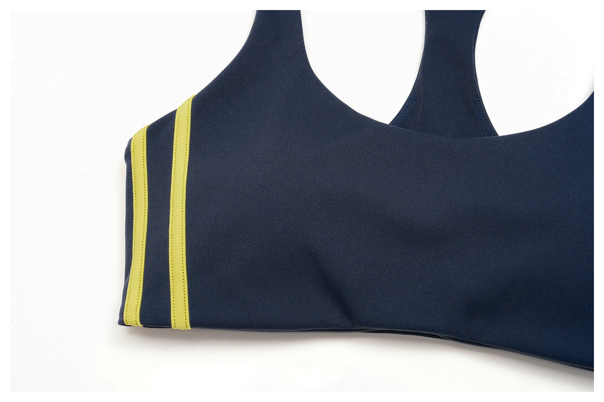 2 PCS Yoga Set Women Racerback High Support Sports Bra and Contrast Side Stripe Fitness Gym Wide Leg Pants