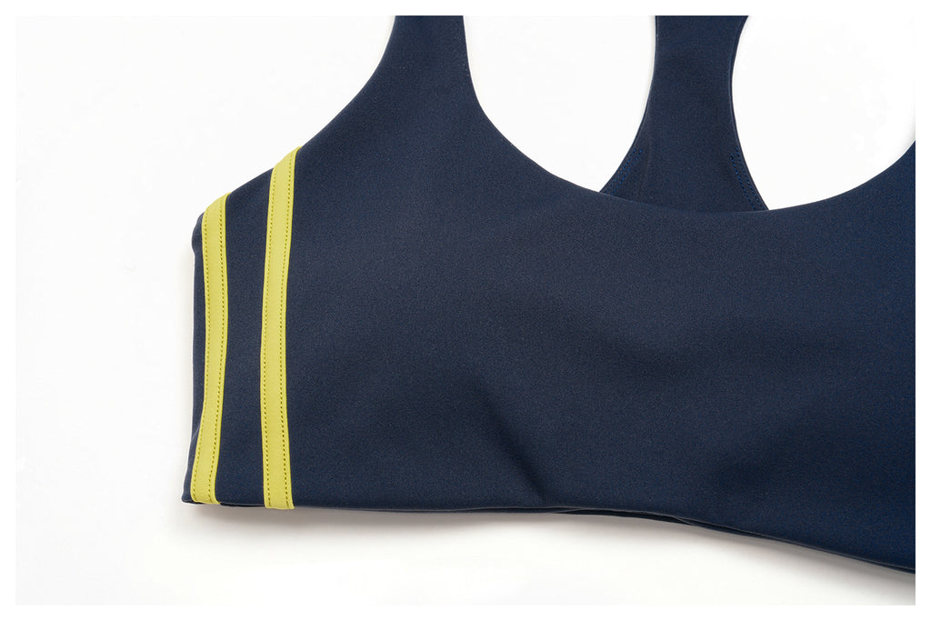 Women Contrast Color Scoop Neck Racerback High Support Sports Bra