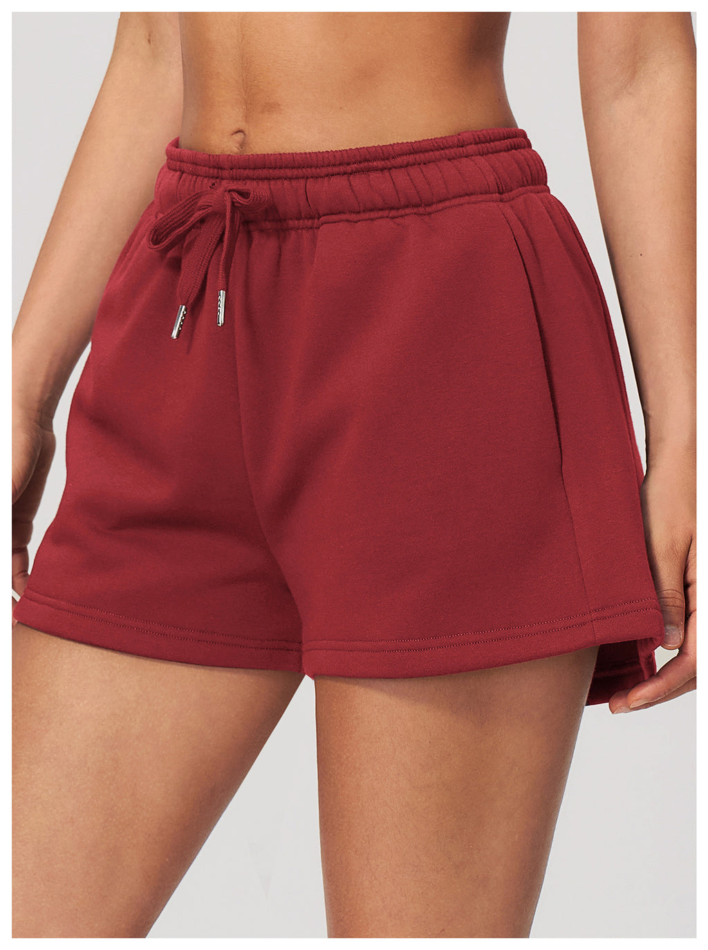 Women Fleece Lined Sweat Shorts Drawstring Waist Loose Warm Shorts with Side Pockets for Autumn Winter
