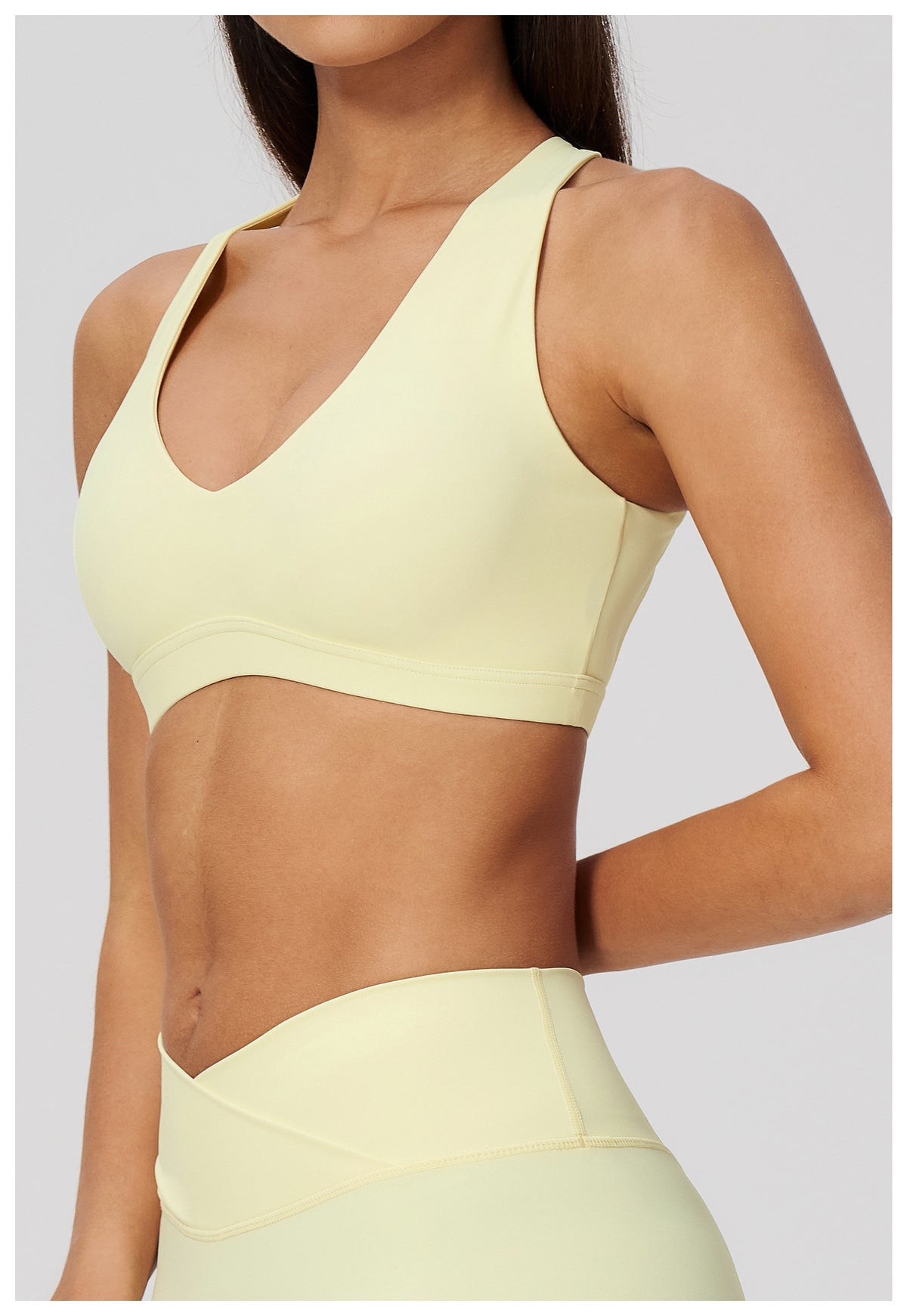 Women Deep V-Neck Keyhole Back Sports Bra
