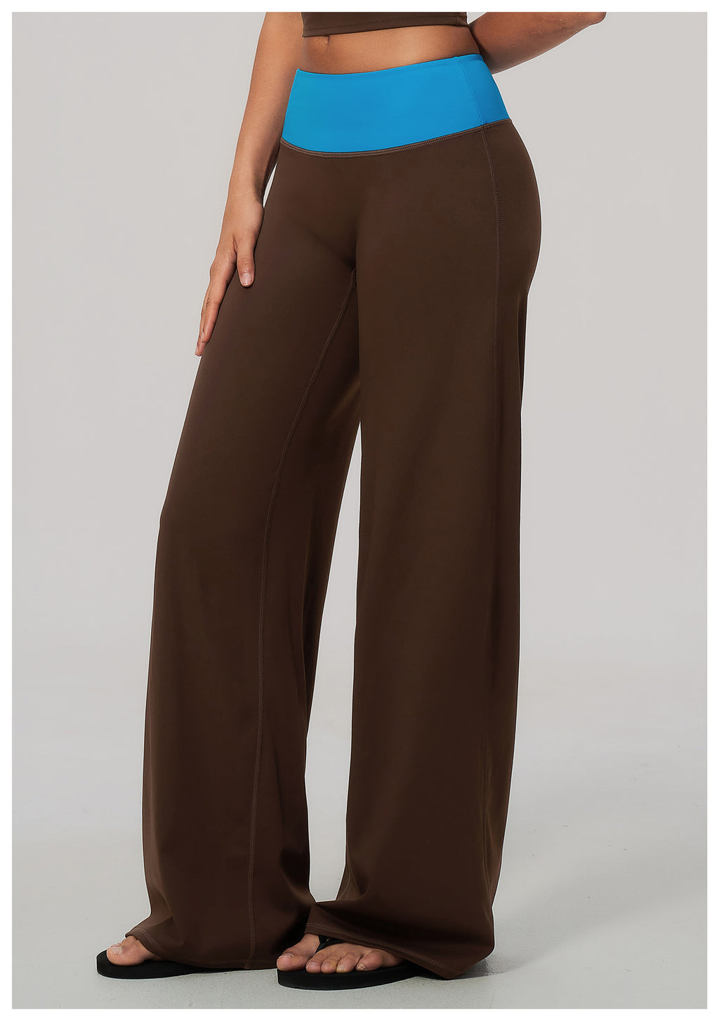 Women Color Block Brushed High Waist Wide Leg Yoga Pants