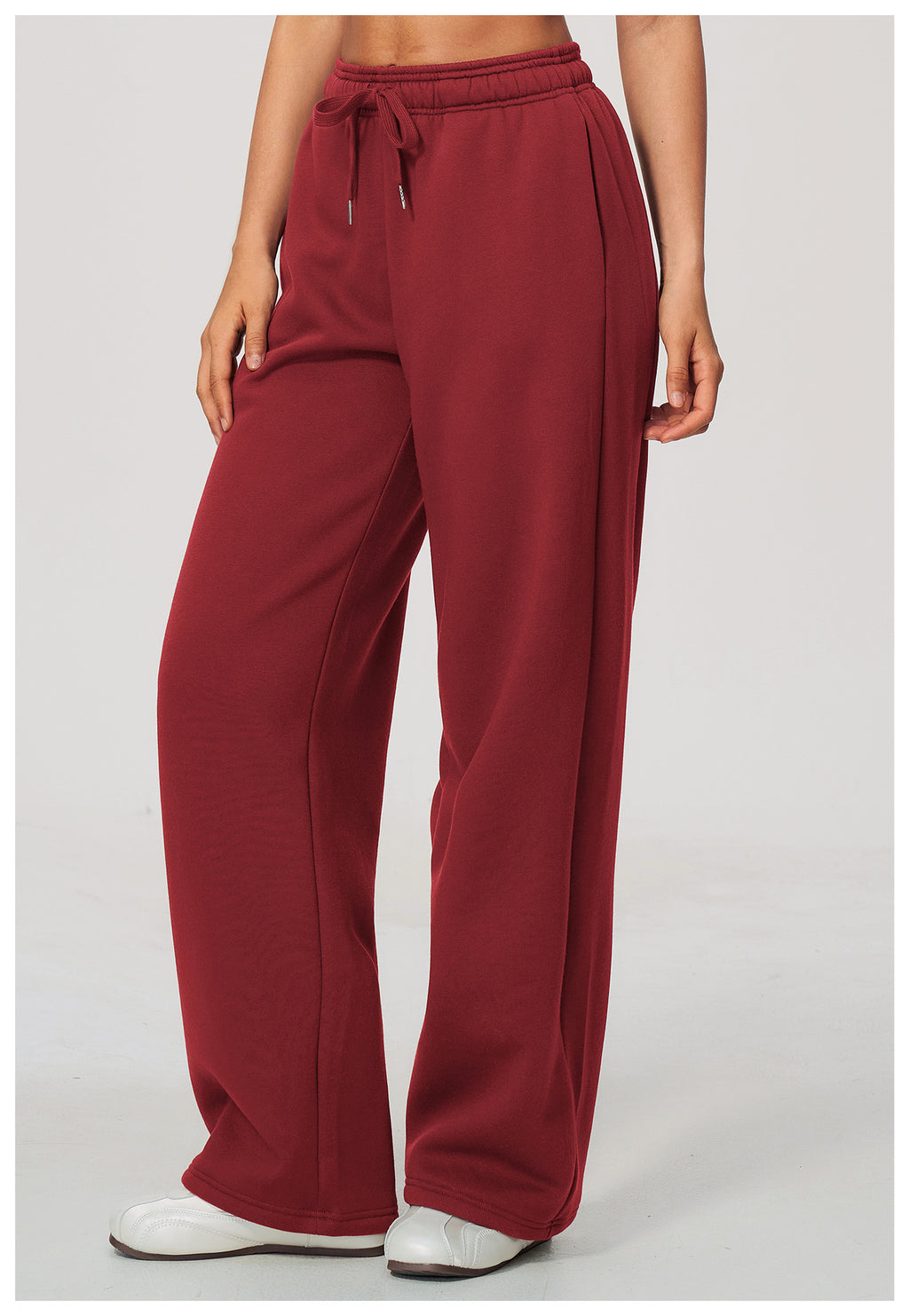 Women Fleece Lined Wide Leg Sweatpants Warm Casual Pants with Side Pockets for Autumn Winter