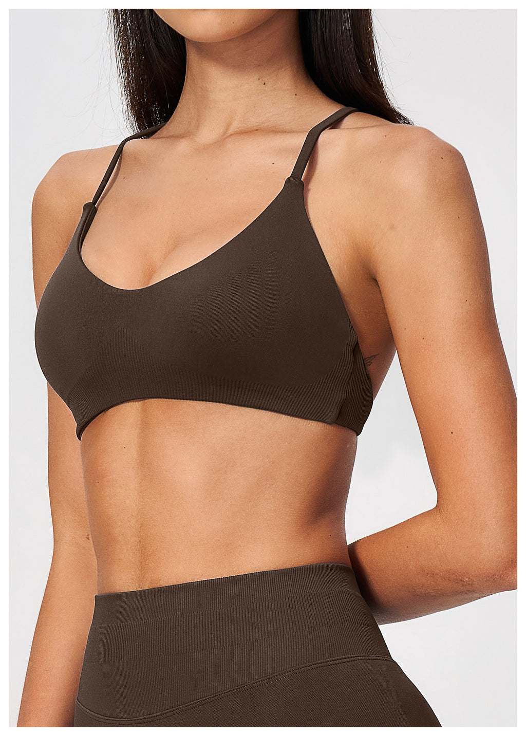 Seamless Sports Bra Women Wireless Y Back Thin Strap Shockproof Quick Dry Breathable Yoga Bra Removable Pads