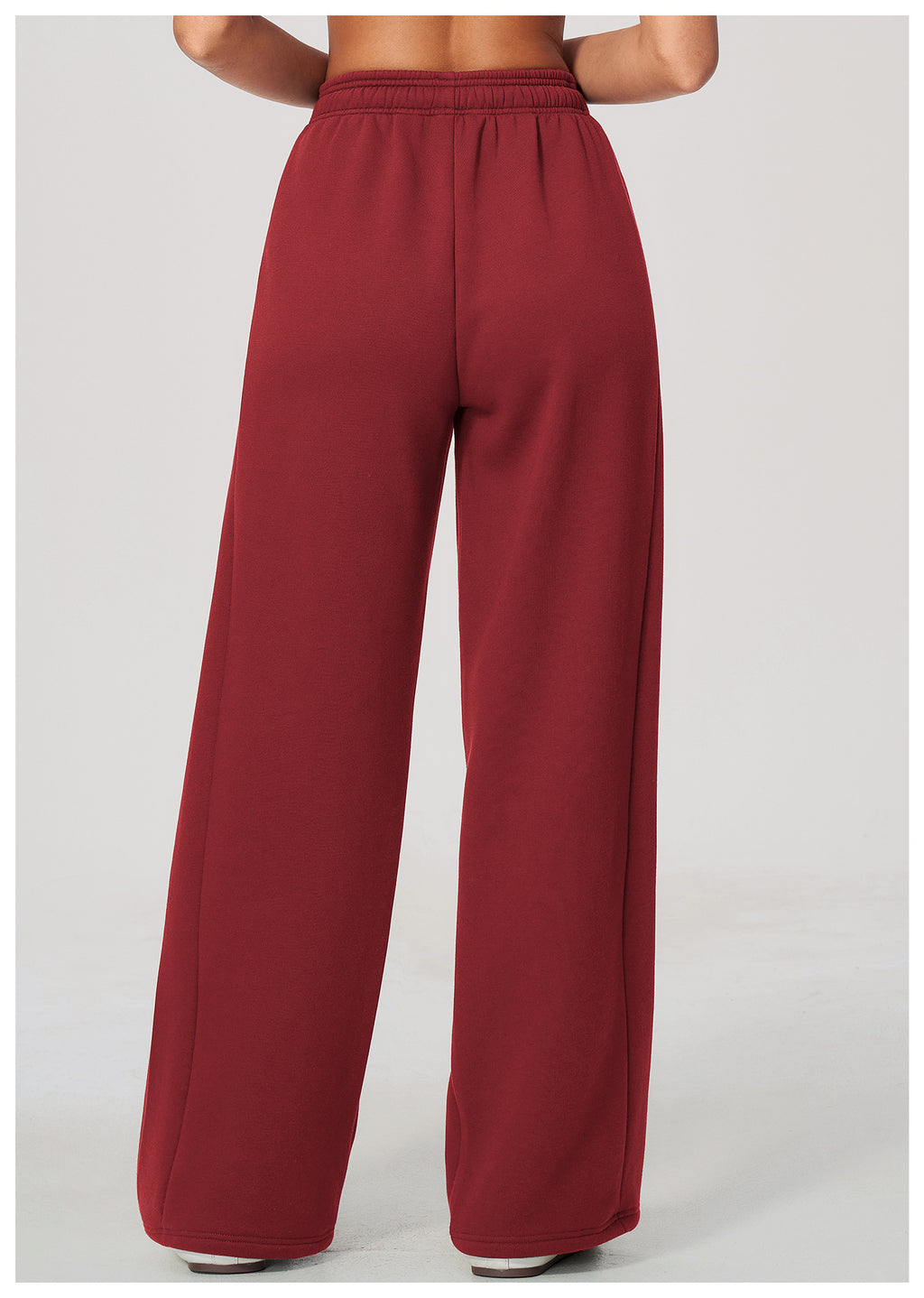 Women Fleece Lined Wide Leg Sweatpants Warm Casual Pants with Side Pockets for Autumn Winter
