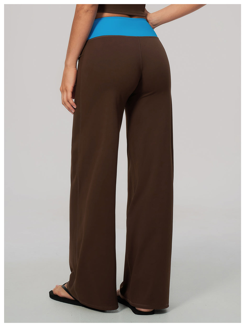 Women Color Block Brushed High Waist Wide Leg Yoga Pants