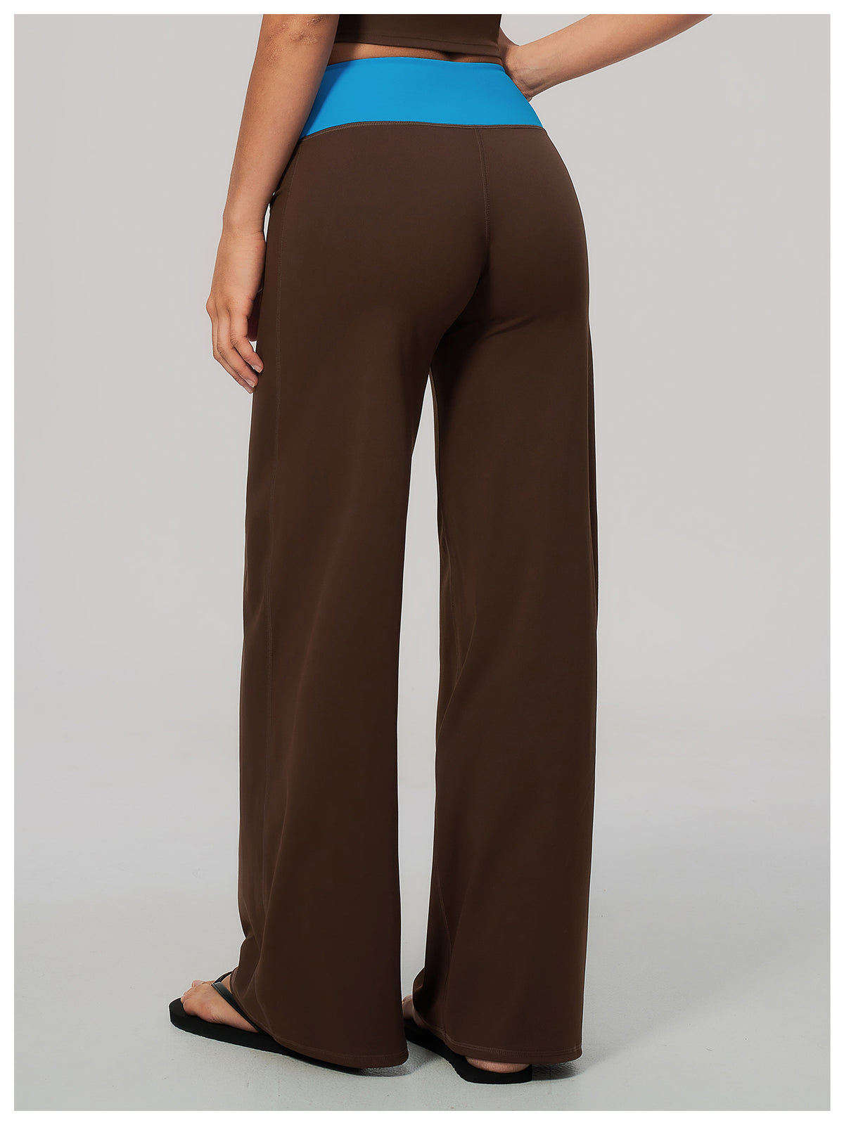 Women Color Block Brushed High Waist Wide Leg Yoga Pants