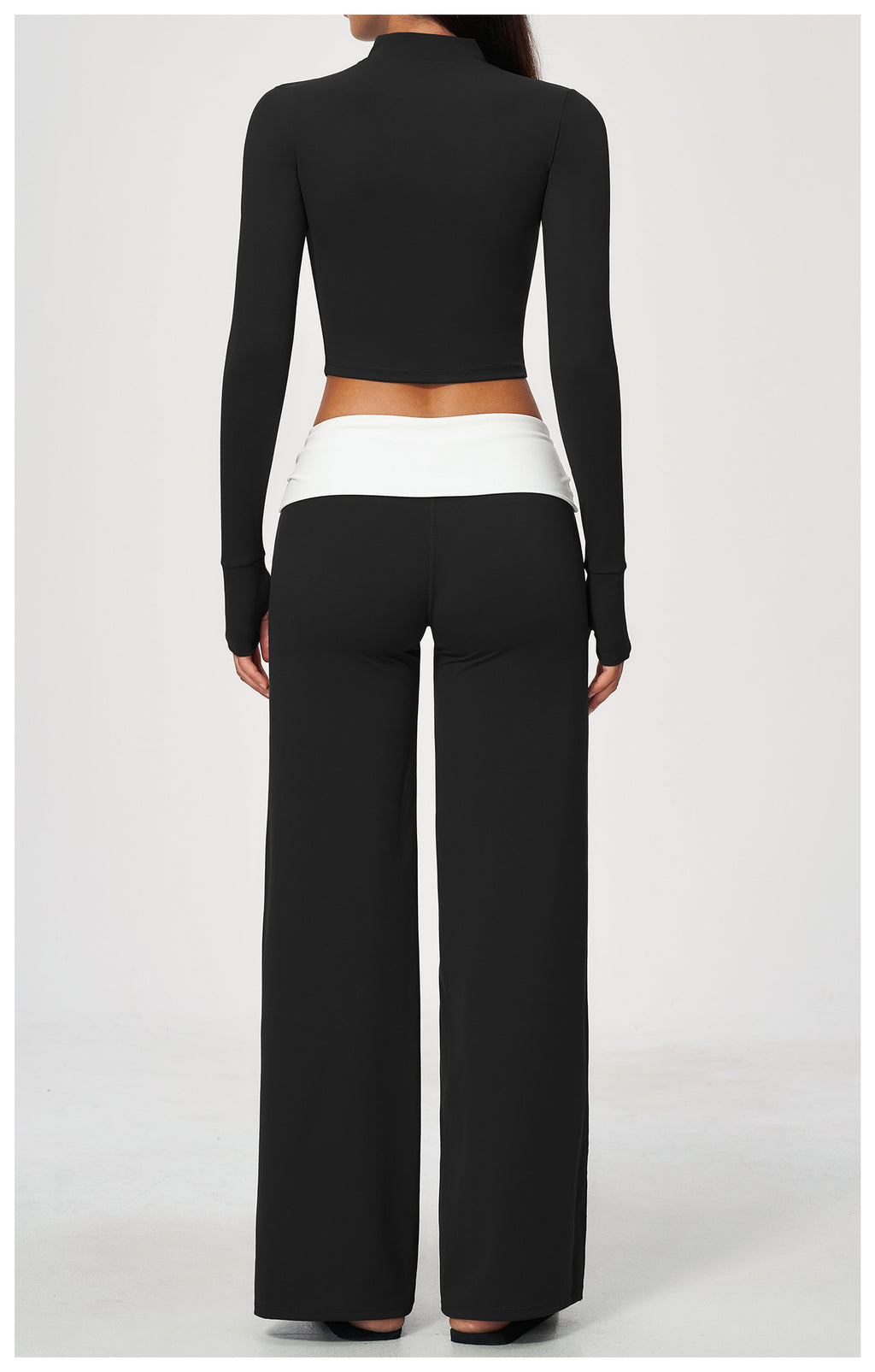 3 Piece Set Deep V-Neck Halter Thin Strap Backless Sports Bra and Stand Collar Full Zip Cropped Running Workout Jacket and High Waisted Wide Leg Yoga Athletic Pants