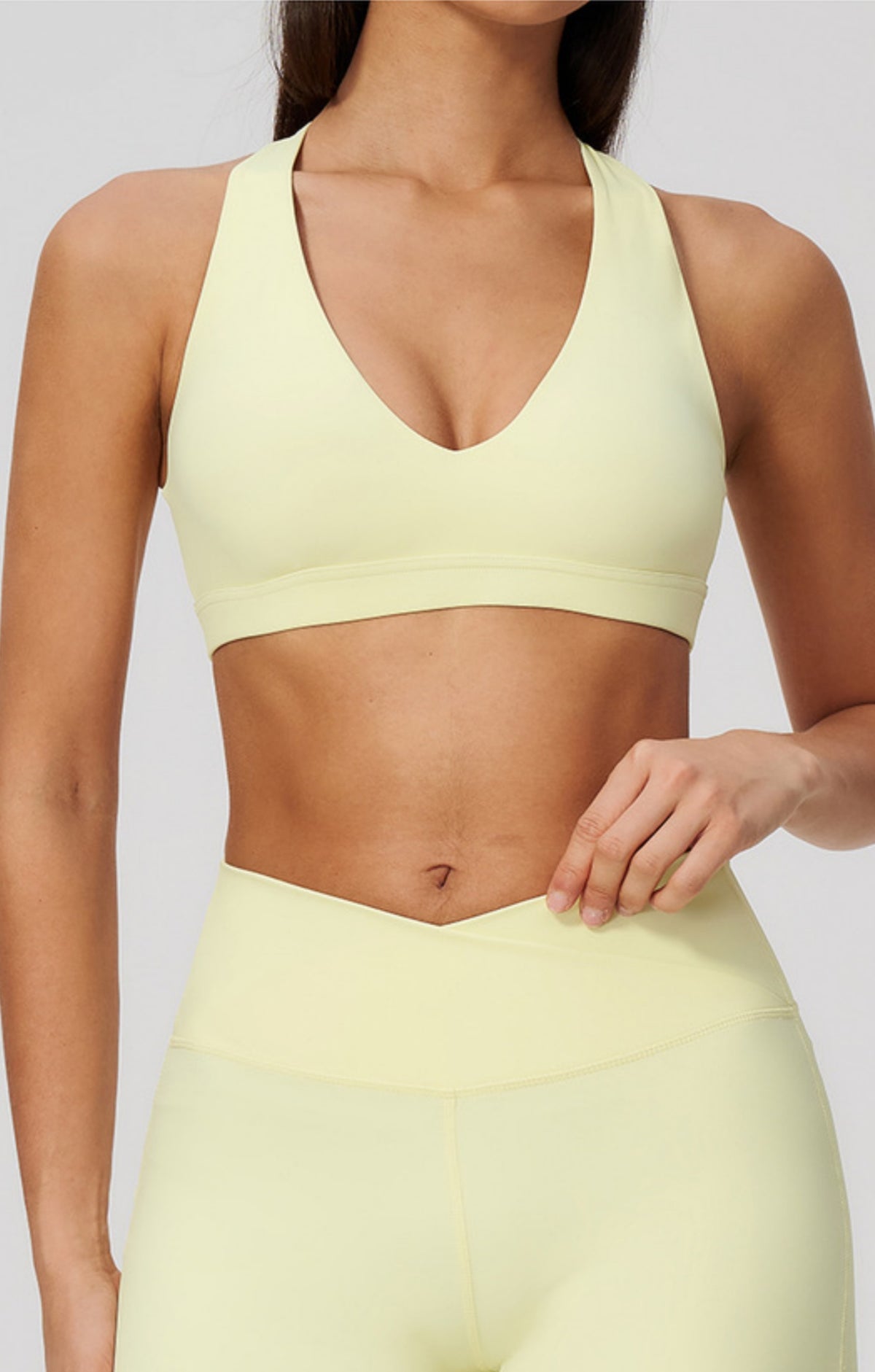Women Deep V-Neck Keyhole Back Sports Bra