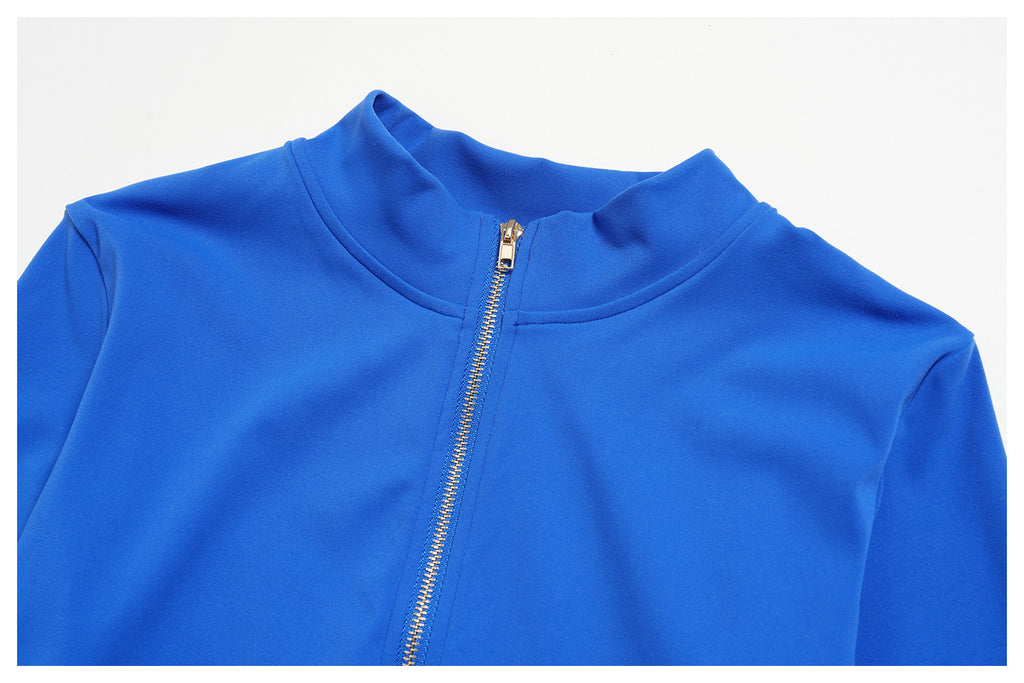 2 Piece Set Stand Collar Full Zip Cropped Running Yoga Workout Jacket and ColorBlock High Waisted Wide Leg Yoga Athletic Pants