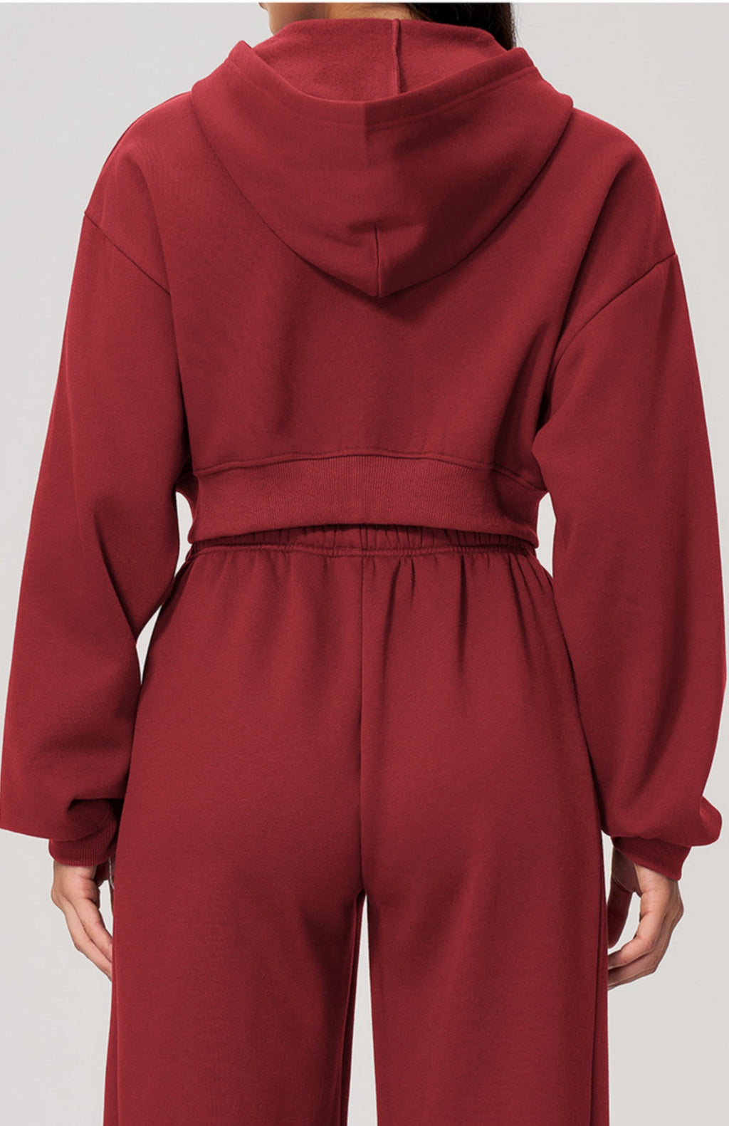 Women Fleece Lined Cropped Zip Up Hoodie Oversized Warm Hooded Jacket for Autumn Winter