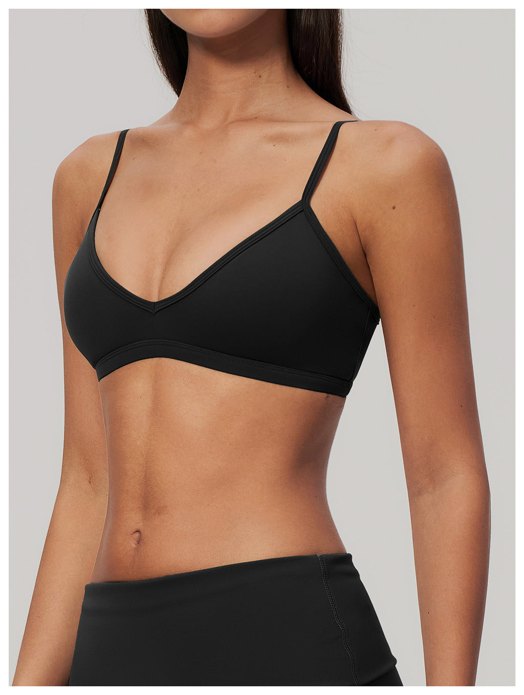 Women V Neck Twist Back Adjustable Spaghetti Straps Sports Bra
