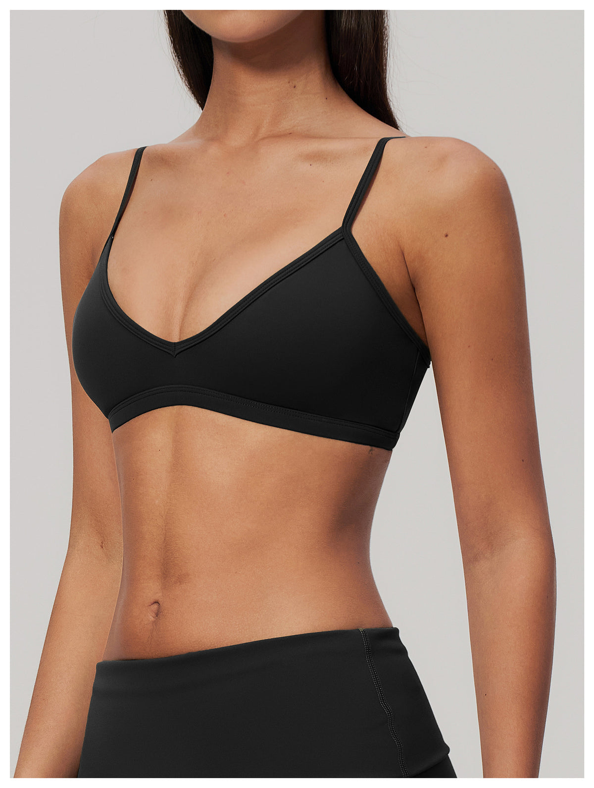 Women V Neck Twist Back Adjustable Spaghetti Straps Sports Bra