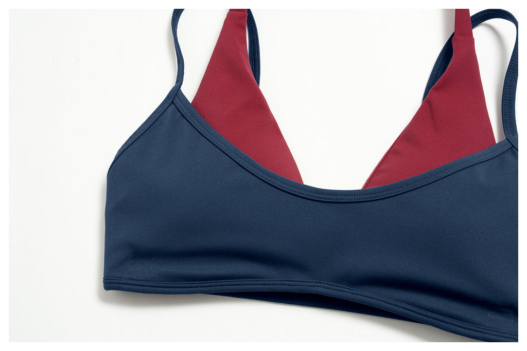 2 Piece Colorblock Double Strap Halter Sports Bra and Foldover Waist High-Rise Loose Wide Leg Yoga Pants Set