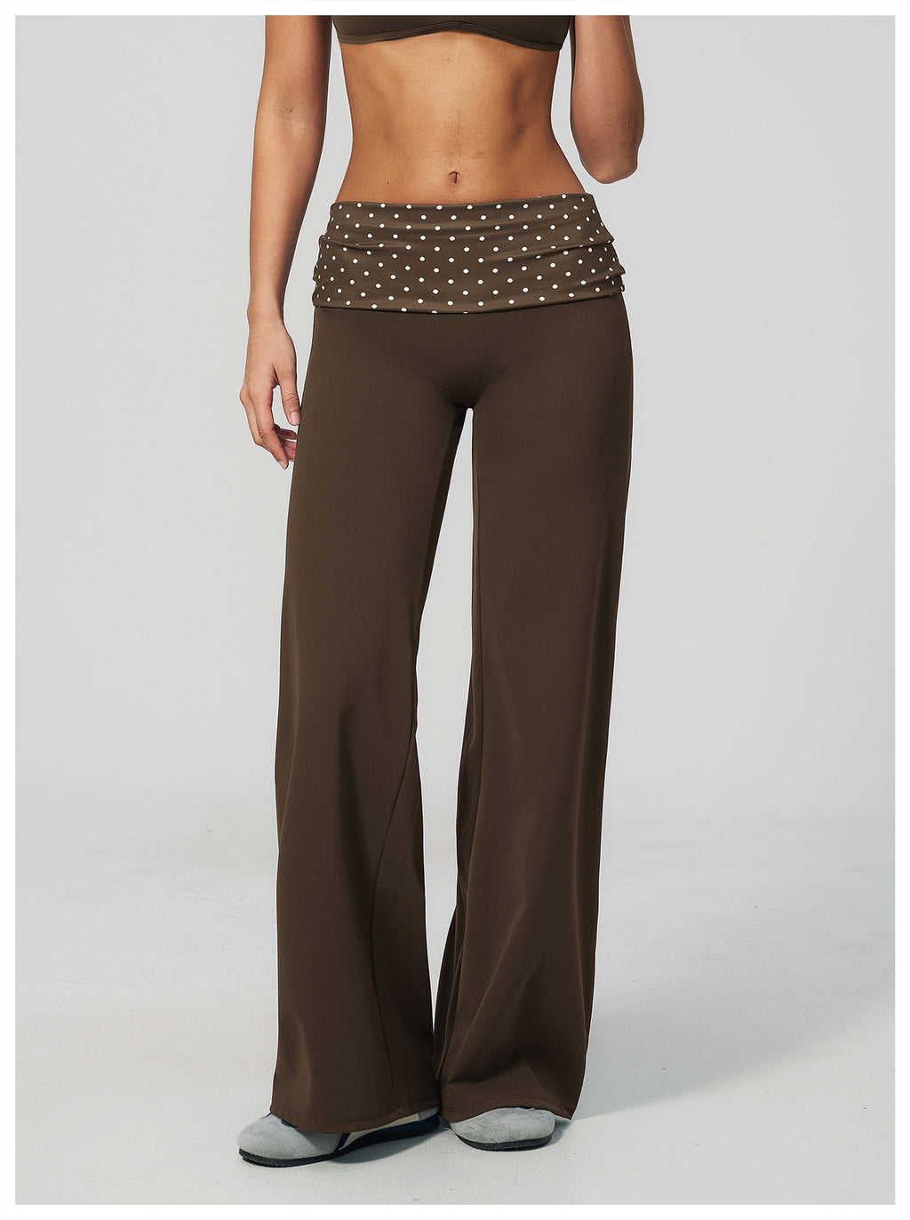Women Fold Over Striped Waist Flare Yoga Pants High Waist Bootcut Workout Pants