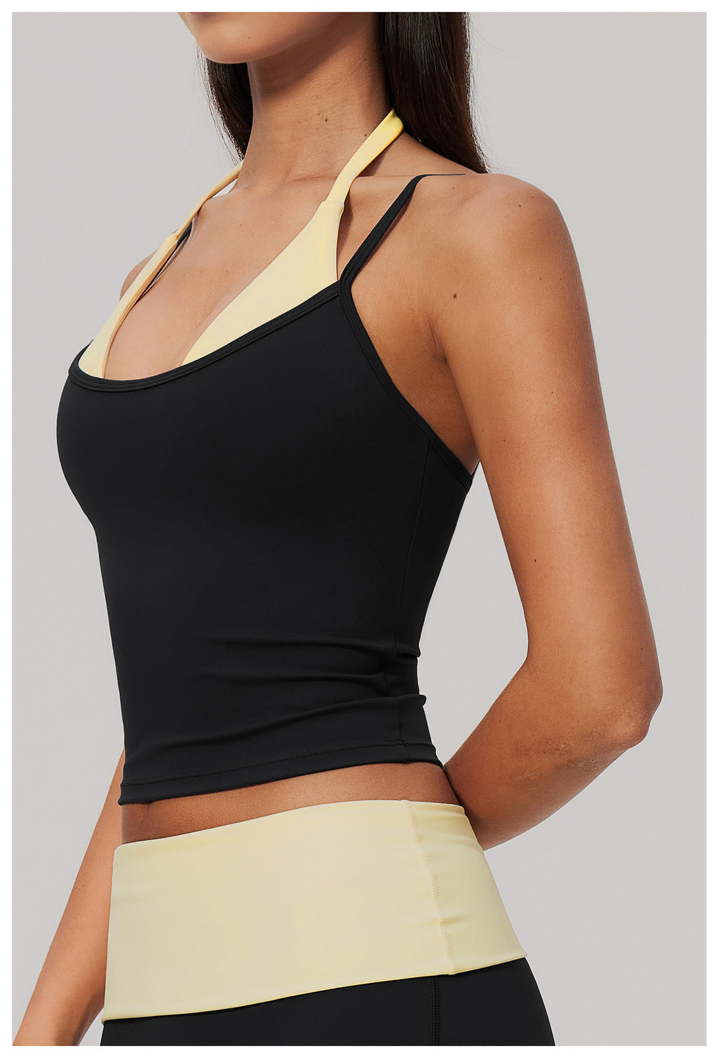 Women Colorblock Double Strap Halter Yoga Vest