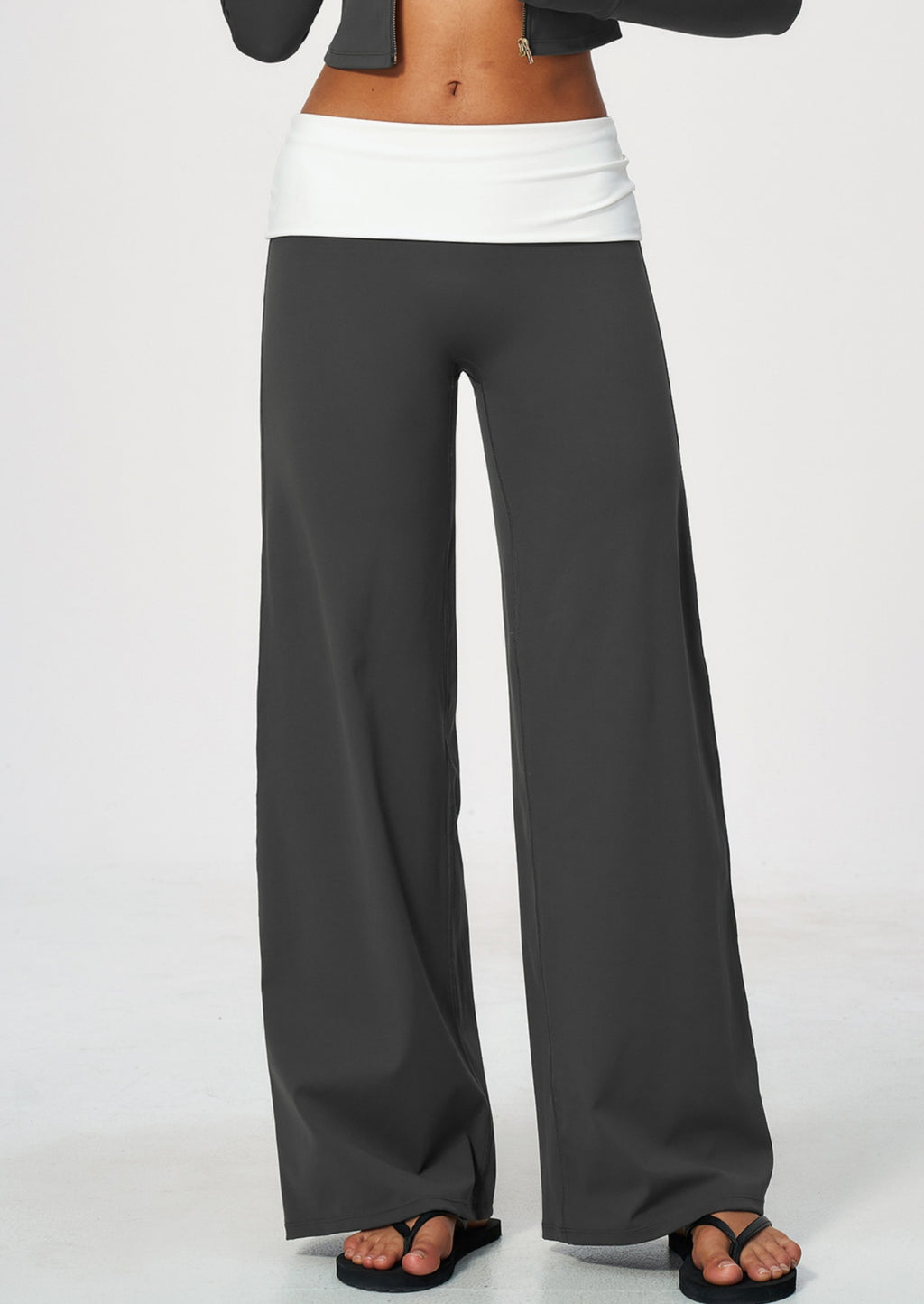 Women Brushed ColorBlock High Waisted Wide Leg Yoga Athletic Pants