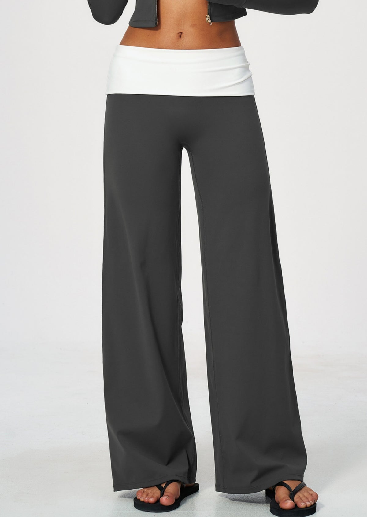 Women Brushed ColorBlock High Waisted Wide Leg Yoga Athletic Pants