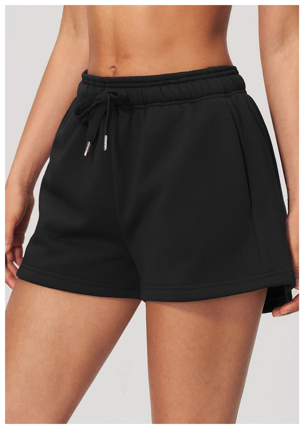 Women Fleece Lined Sweat Shorts Drawstring Waist Loose Warm Shorts with Side Pockets for Autumn Winter