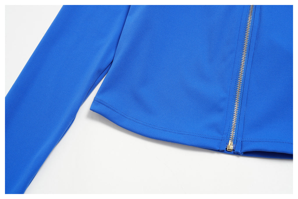 2 Piece Set Stand Collar Full Zip Cropped Running Yoga Workout Jacket and ColorBlock High Waisted Wide Leg Yoga Athletic Pants
