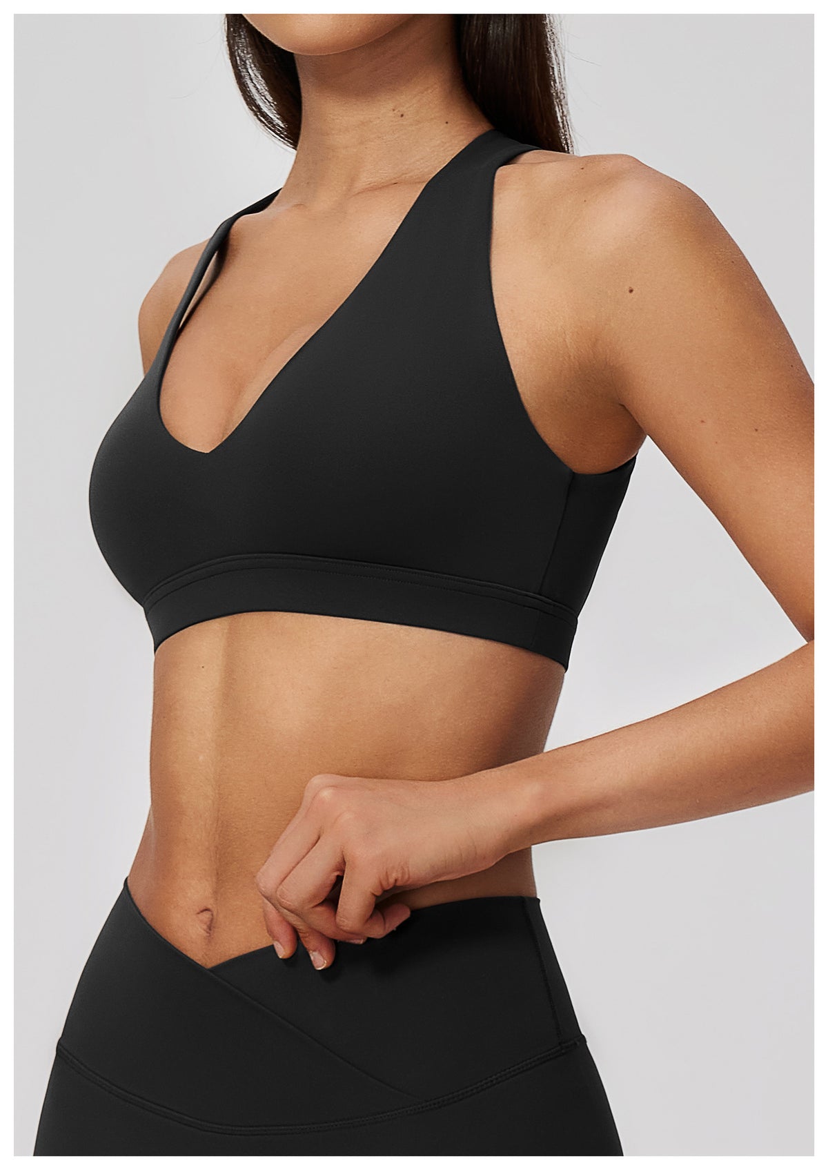 Women Deep V-Neck Keyhole Back Sports Bra