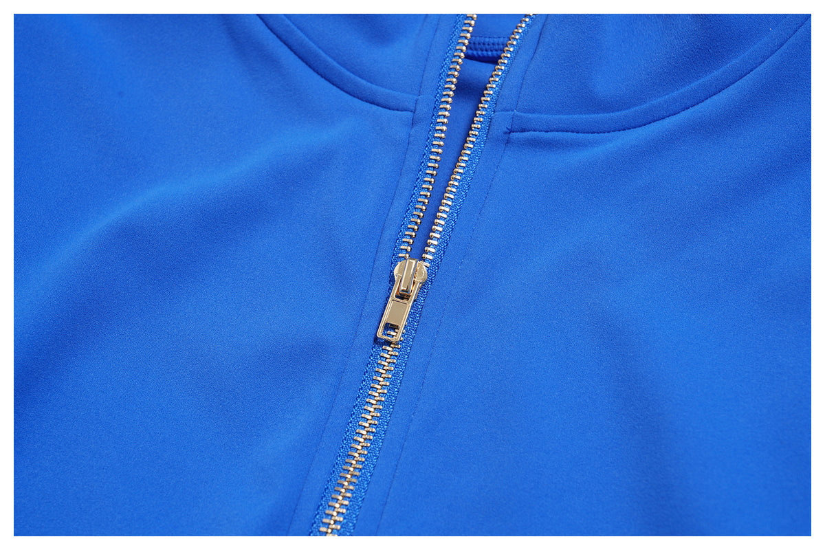 Women Stand Collar Full Zip Cropped Running Yoga Workout Jacket with Thumb Holes