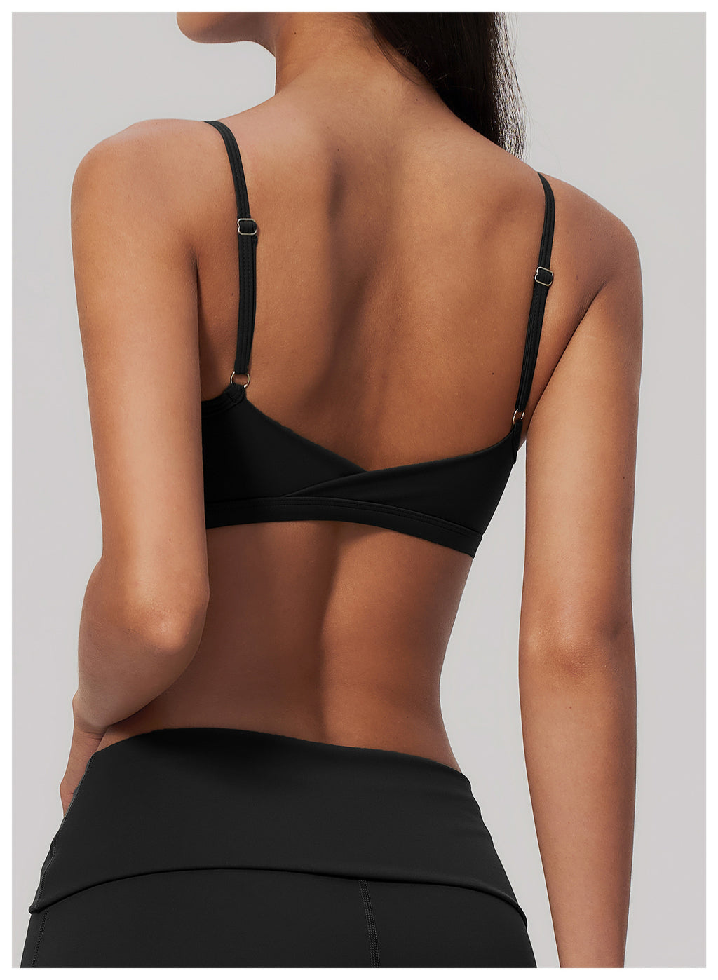 Women V Neck Twist Back Adjustable Spaghetti Straps Sports Bra