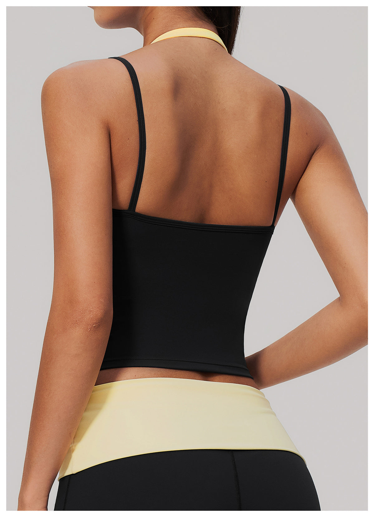 Women Colorblock Double Strap Halter Yoga Vest