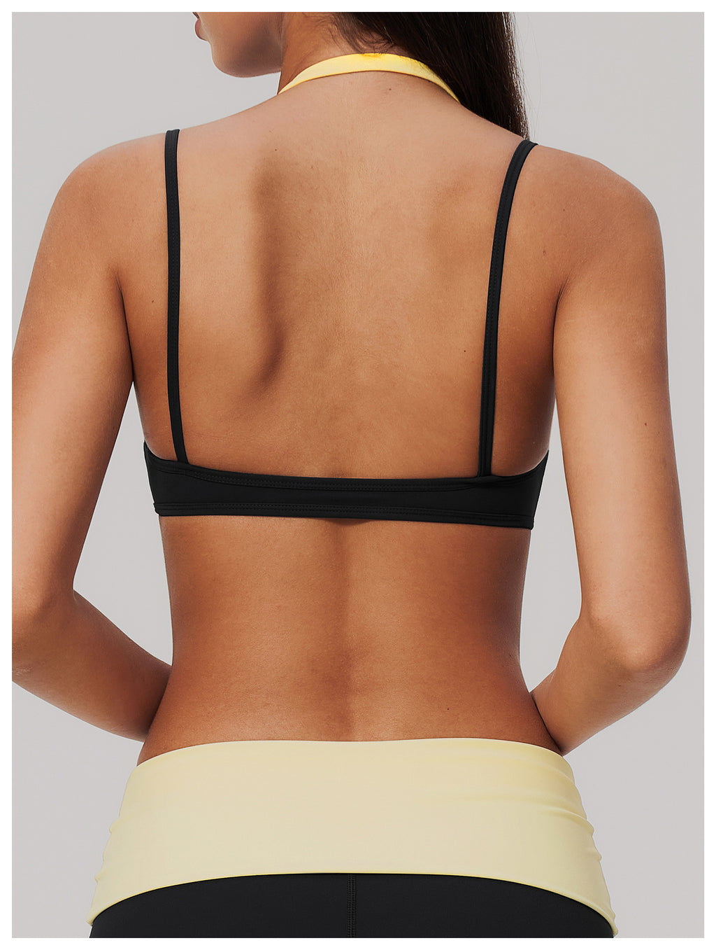 Women Colorblock Double Strap Halter Sports Bra