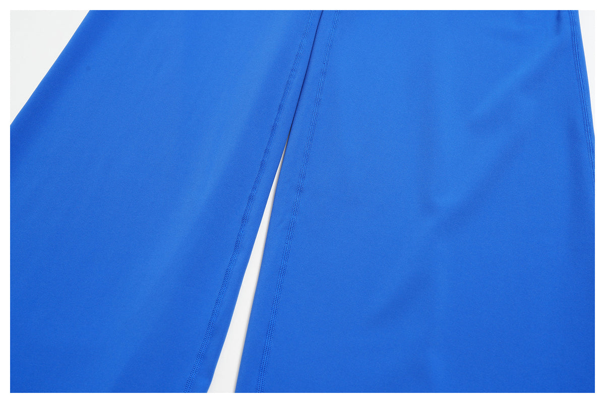 2 Piece Set Square Neck Adjustable Strap Ruched Slim Fit Workout Yoga Vest and ColorBlock High Waisted Wide Leg Yoga Athletic Pants