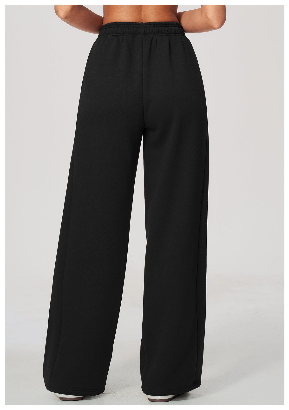 Women Fleece Lined Wide Leg Sweatpants Warm Casual Pants with Side Pockets for Autumn Winter