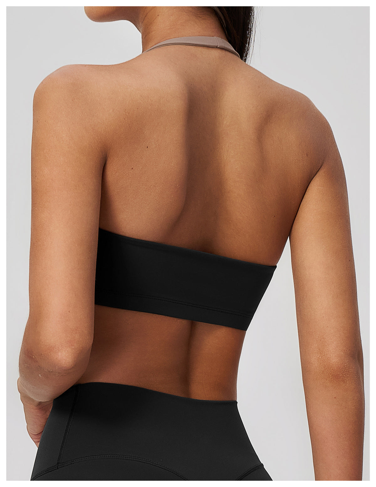 Women Color Blocking Halter Neck Open Back Sports Bra