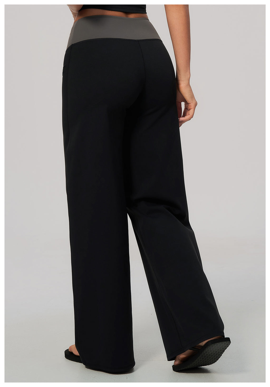 Women Color Block Brushed High Waist Wide Leg Yoga Pants