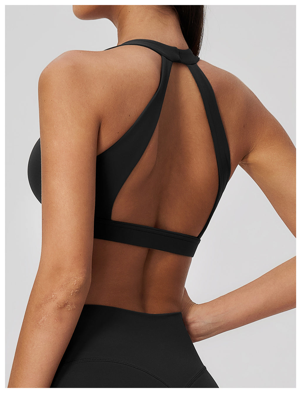 Women Deep V-Neck Keyhole Back Sports Bra